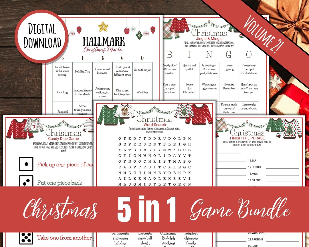 5 in 1 Christmas Game Bundle Volume 2 | Holiday Game Bundle | Family ...