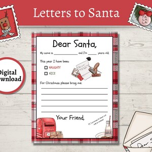 Letter to Santa Printable | Christmas Wish List | Dear Santa Printable | Christmas kids activity | Kid letter to Santa | Santa letter bundle