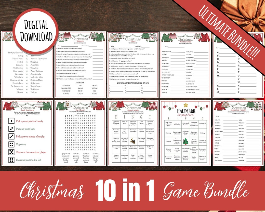 10 in 1 Christmas Games Bundle Family Christmas Games - Etsy