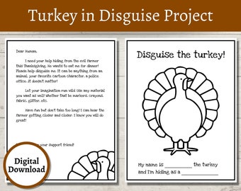 Turkey in Disguise Project | Turkey printable | Thanksgiving game | Turkey disguise | Hide the turkey | Turkey Craft | DIY | Family activity