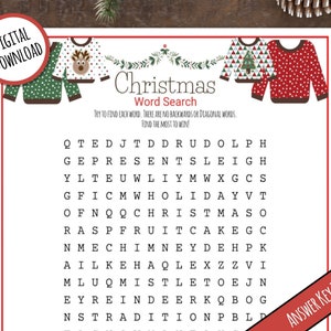 Christmas Word Search Printable | Christmas Games | Zoom Christmas Games | Christmas Party Games | Fun Holiday Games | Kids Christmas Fun