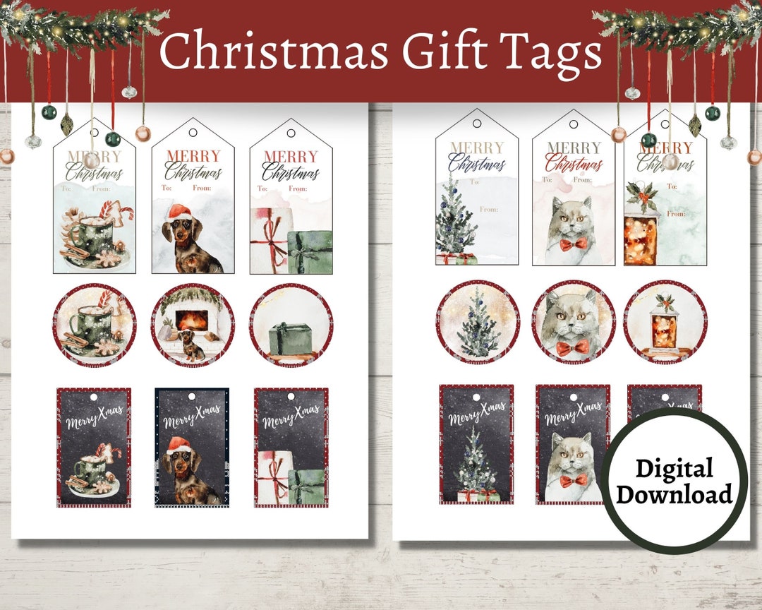 Printable Christmas Gift Tags | Digital Download | Christmas Labels ...