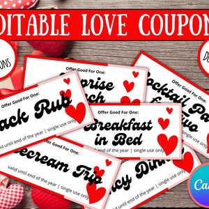 Bearbeitbare Liebescoupons | Valentinstag Geschenk | Love Coupons zum Valentinstag | Geschenkideen für Ihn | Geschenk für Ihn | Geschenk für Sie