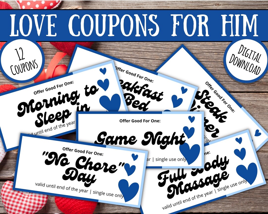 Printable Love Coupons | Valentine's Day Gift for Him | Love Coupons ...