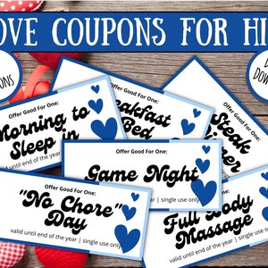 Printable Love Coupons | Valentine&#39;s Day Gift for Him | Love Coupons for Valentine&#39;s Day | Gift Ideas for Him | Coupon Book of Love