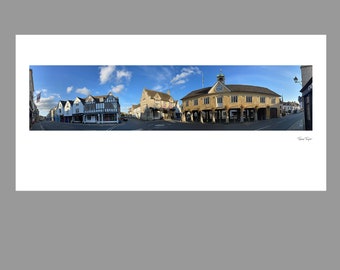 Tetbury Cotswold Townscape, photographic panoramic print of the picturesque Cotswolds village, England, UK. Colour or black and white.
