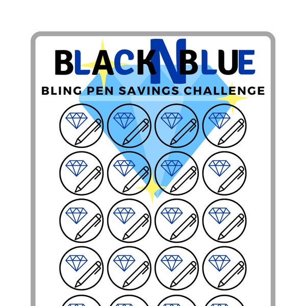 Black N Blue Bling Pen Savings Challenge