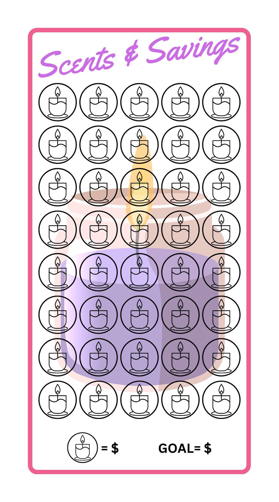 A6 Candle Savings Challenge - Etsy