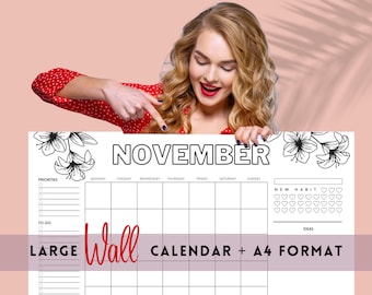 Wall calendar • Monthly calendar • Printable pdf • Undated • 2022 • To do list • Undated • Habit tracker