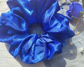 Textured Blue and Satin Chouchou - Etsy