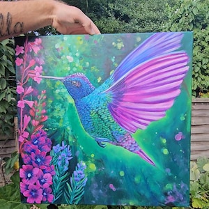 Kolibri Kunstdruck | Tier Kunstdruck | helle und mutige bunte Wandkunst | Vogelkunst |