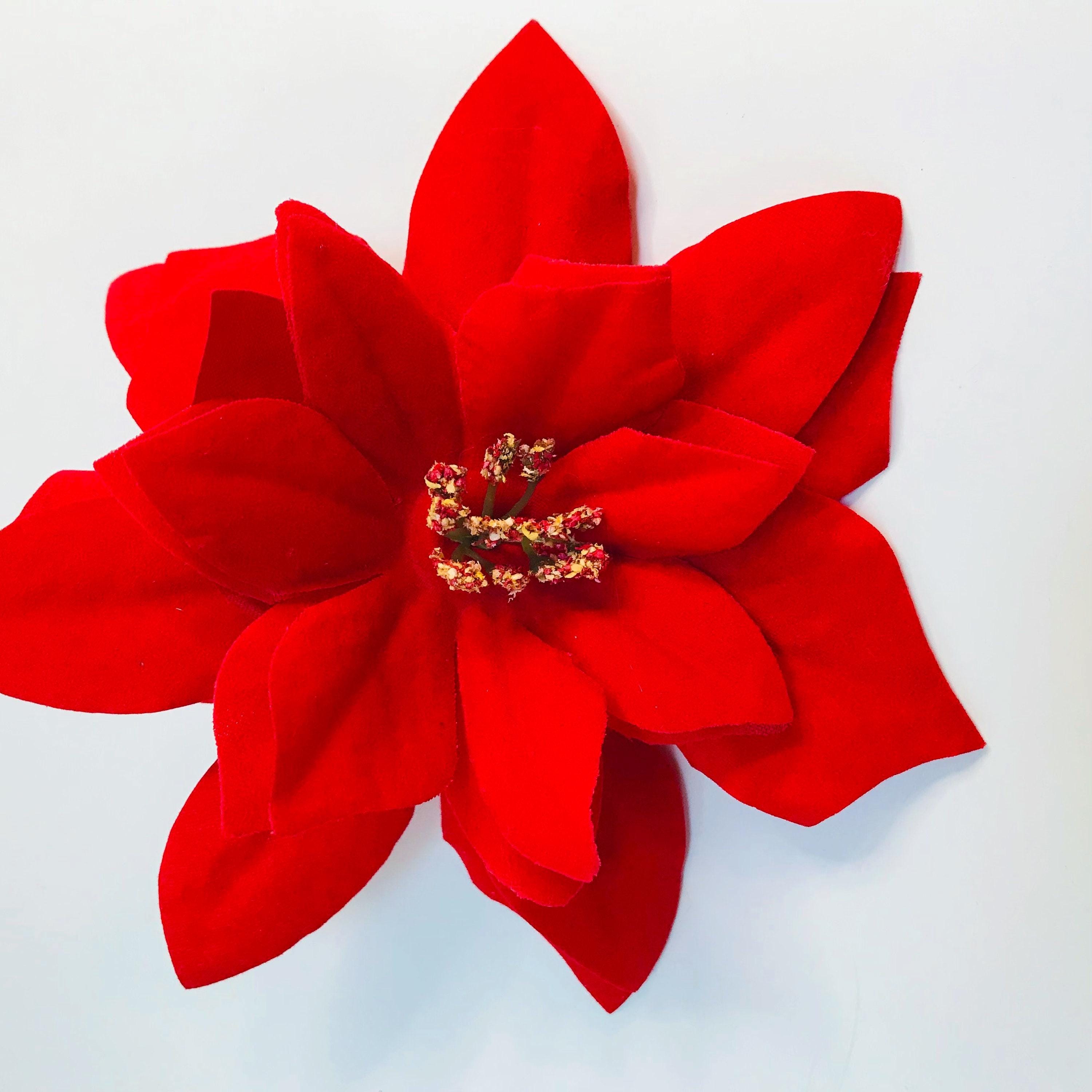 Vintage Style Pinup Style Red Flocked Christmas Poinsettia  display picture 3