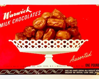 Vintage 1960s Warwick Chocolates Box: Red Cardboard Candy Display