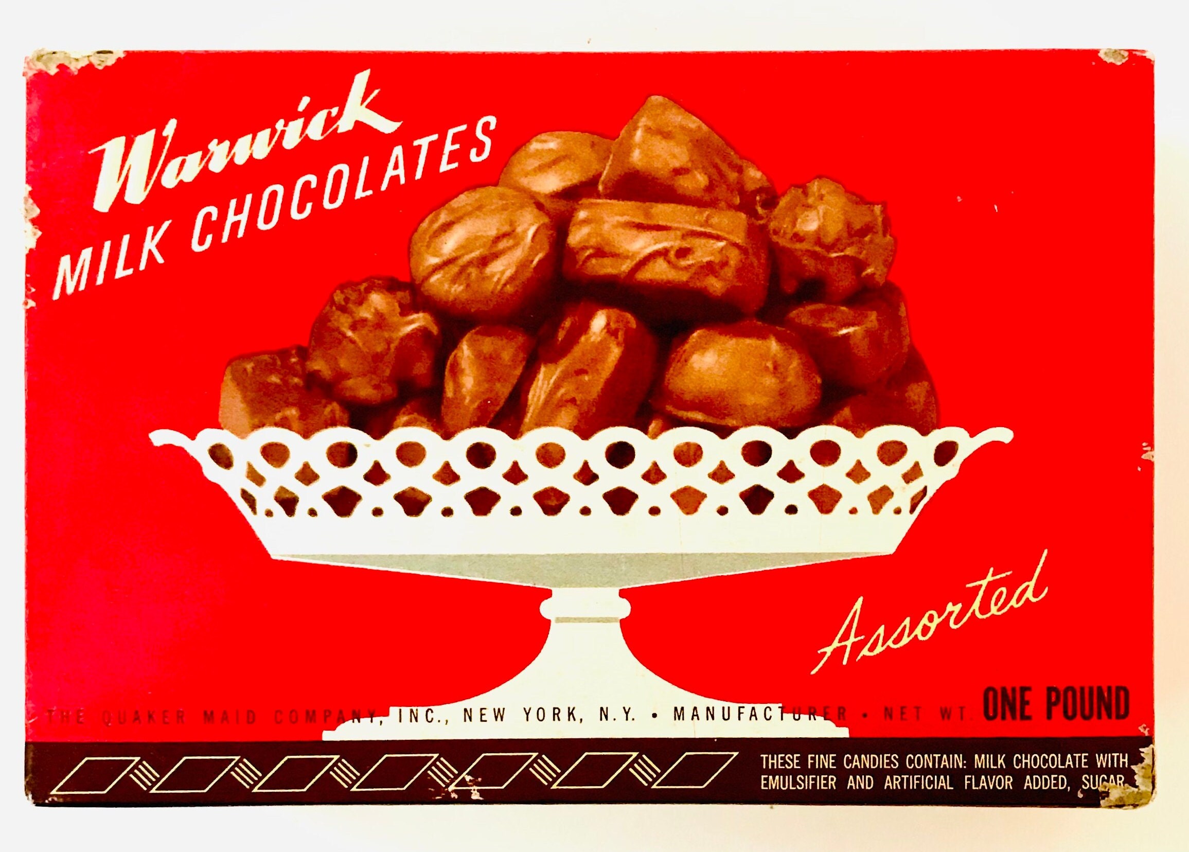 Vintage 1960s Warwick Chocolates Box: Red Cardboard Candy Display