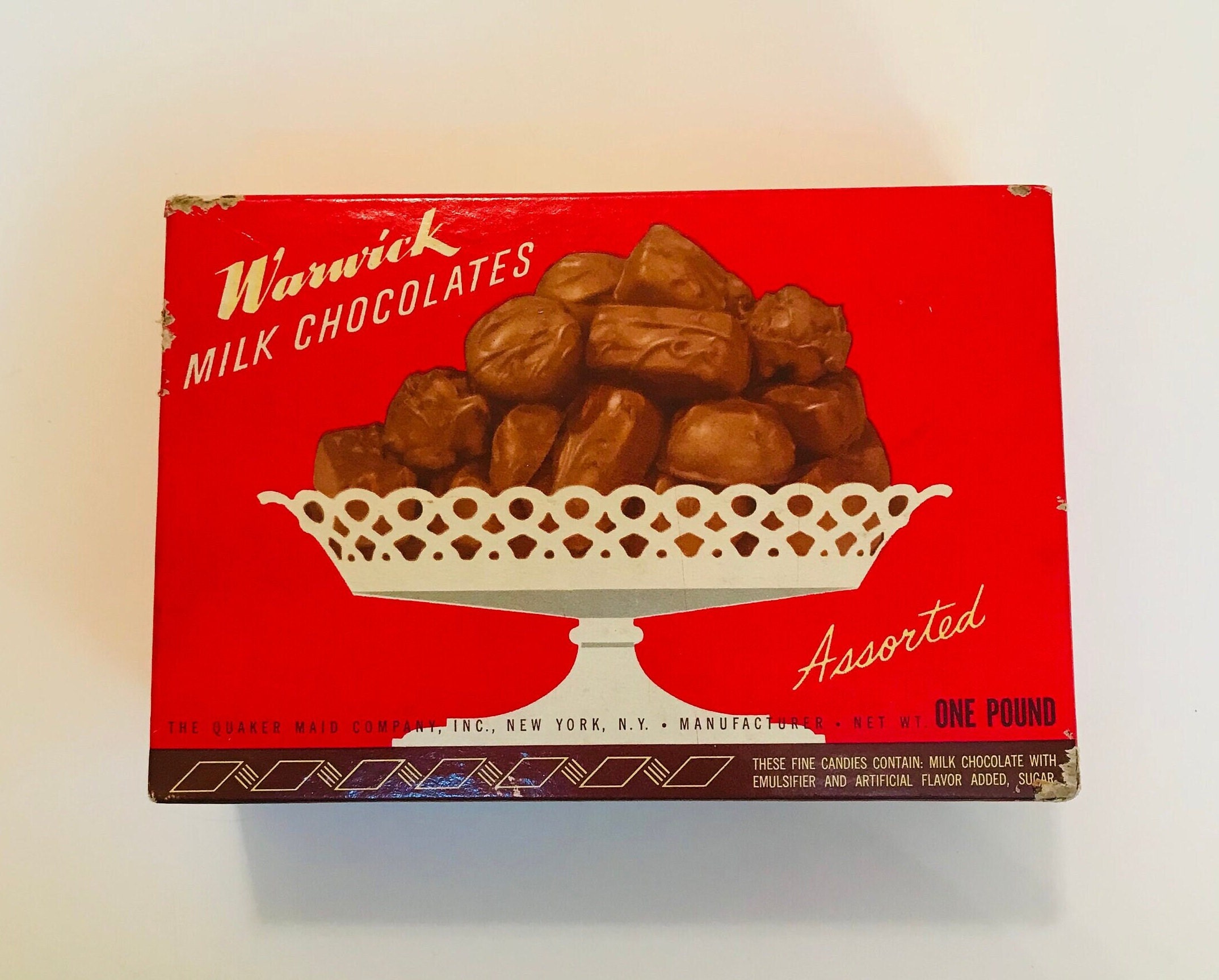 Vintage 1960s Warwick Chocolates Box: Red Cardboard Candy Display