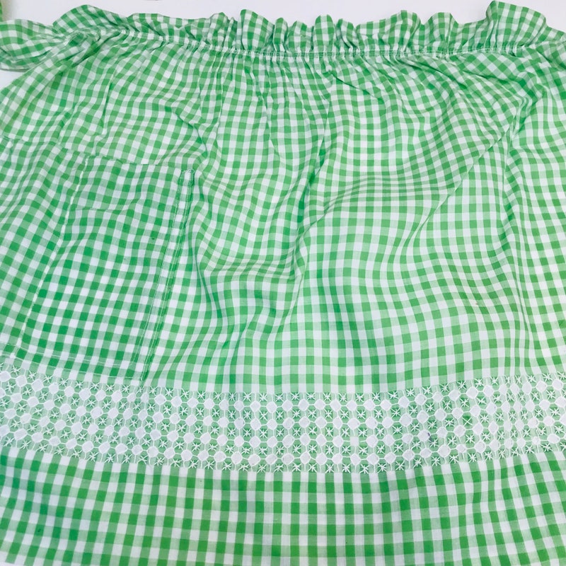 thumbnail image 2 of Rans Gingham Apron In Blue - New With Tags, Linen Material 2 of 5