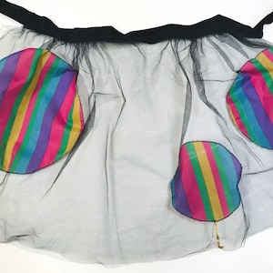 Vintage 1960s Kay Shanon Black Tulle Half Apron with Black Flocked/Velveteen Strings,