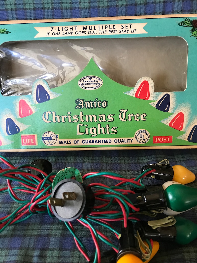 Vintage String of Amico 7 Christmas Lights 1950s Christmas Etsy