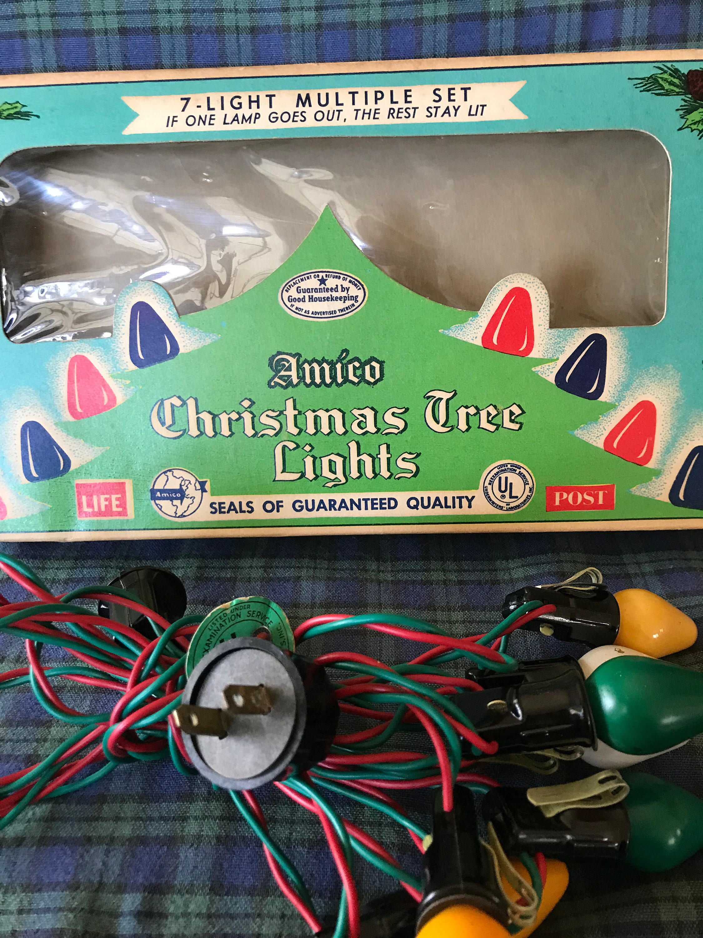Vintage String of Amico 7 Christmas Lights 1950s Christmas Lights