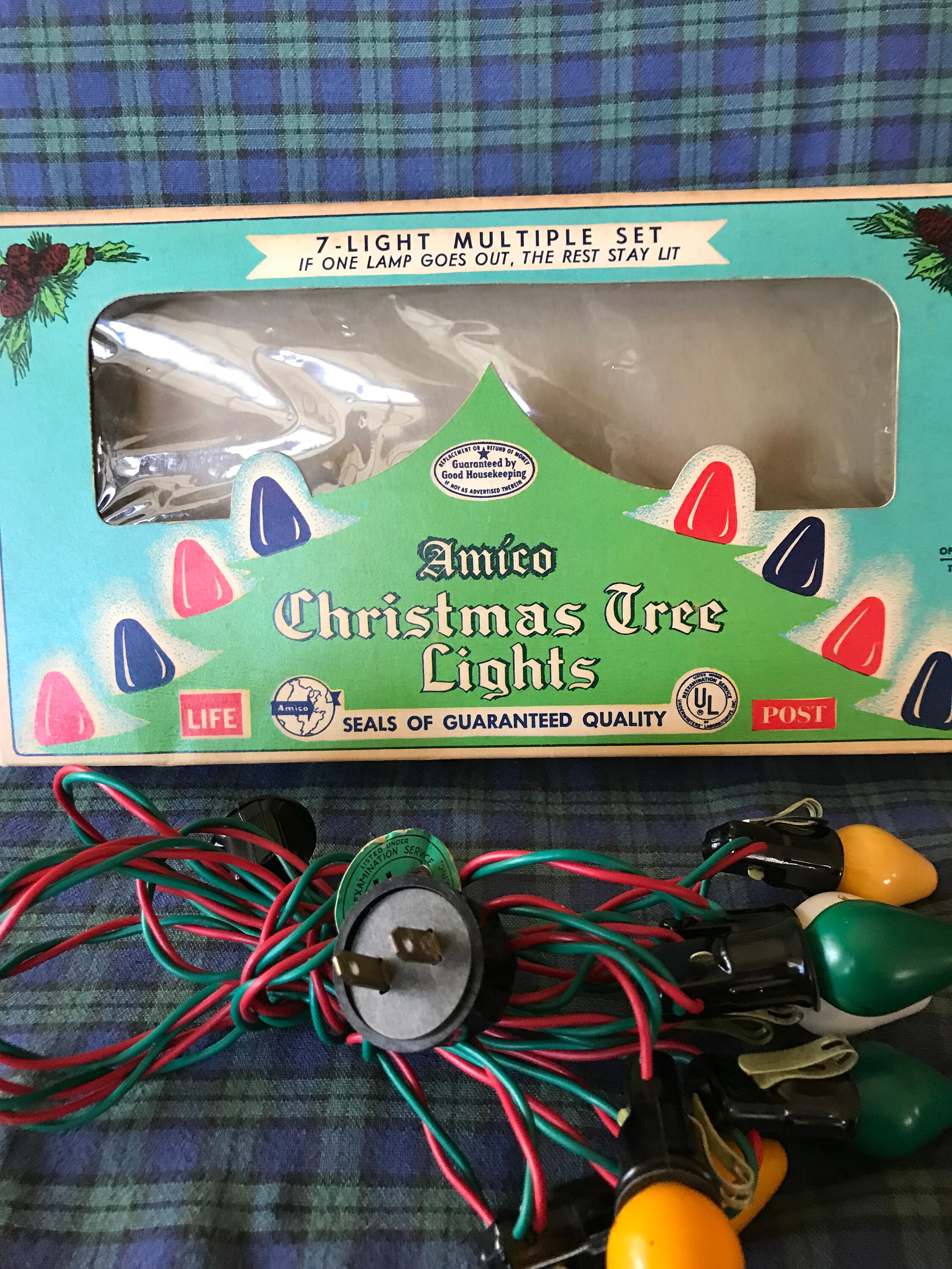 Vintage String of Amico 7 Christmas Lights 1950s Christmas Etsy