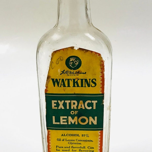 Vintage Watkins Lemon Extract Bottle from JR Watkins Company