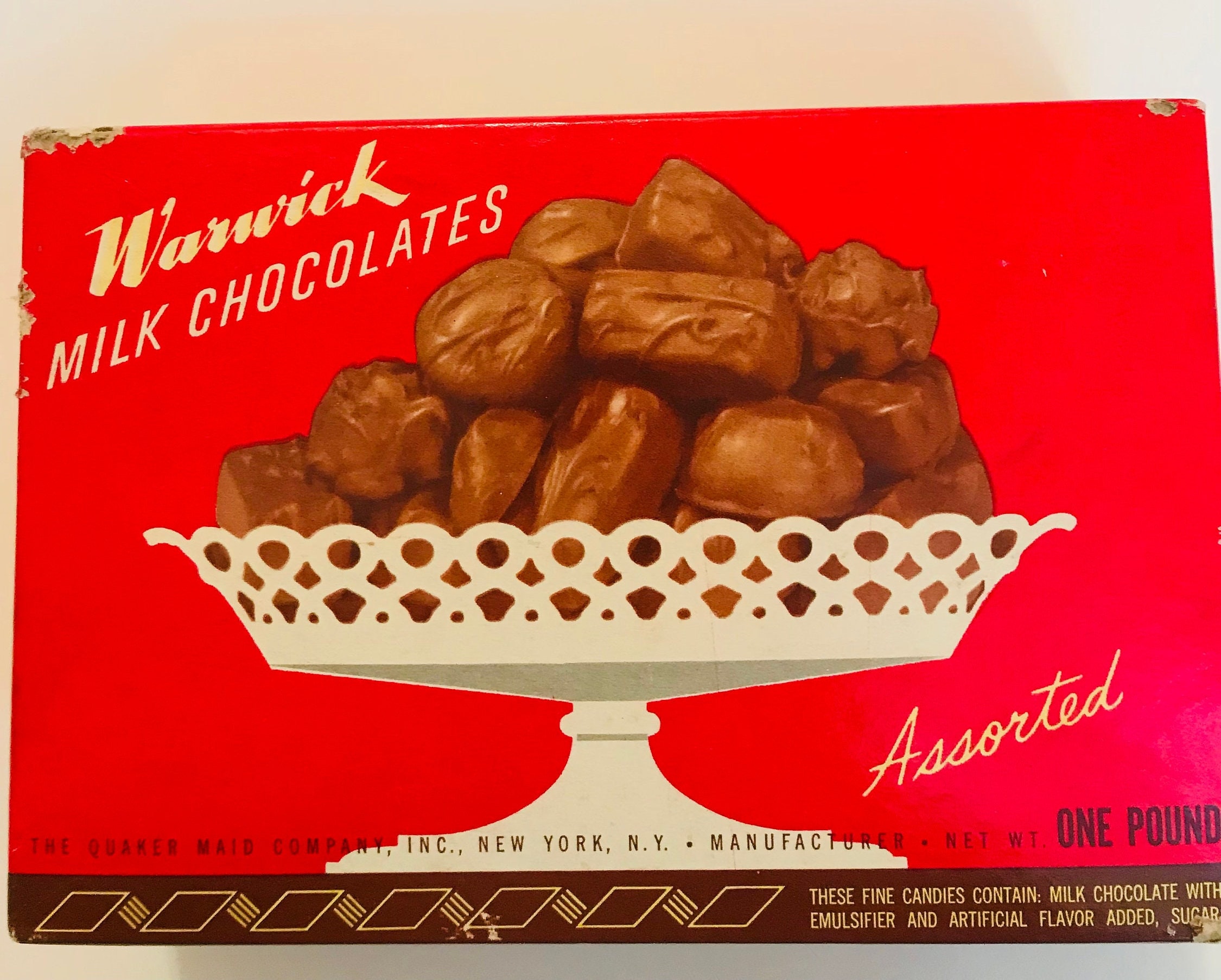 Vintage 1960s Warwick Chocolates Box: Red Cardboard Candy Display