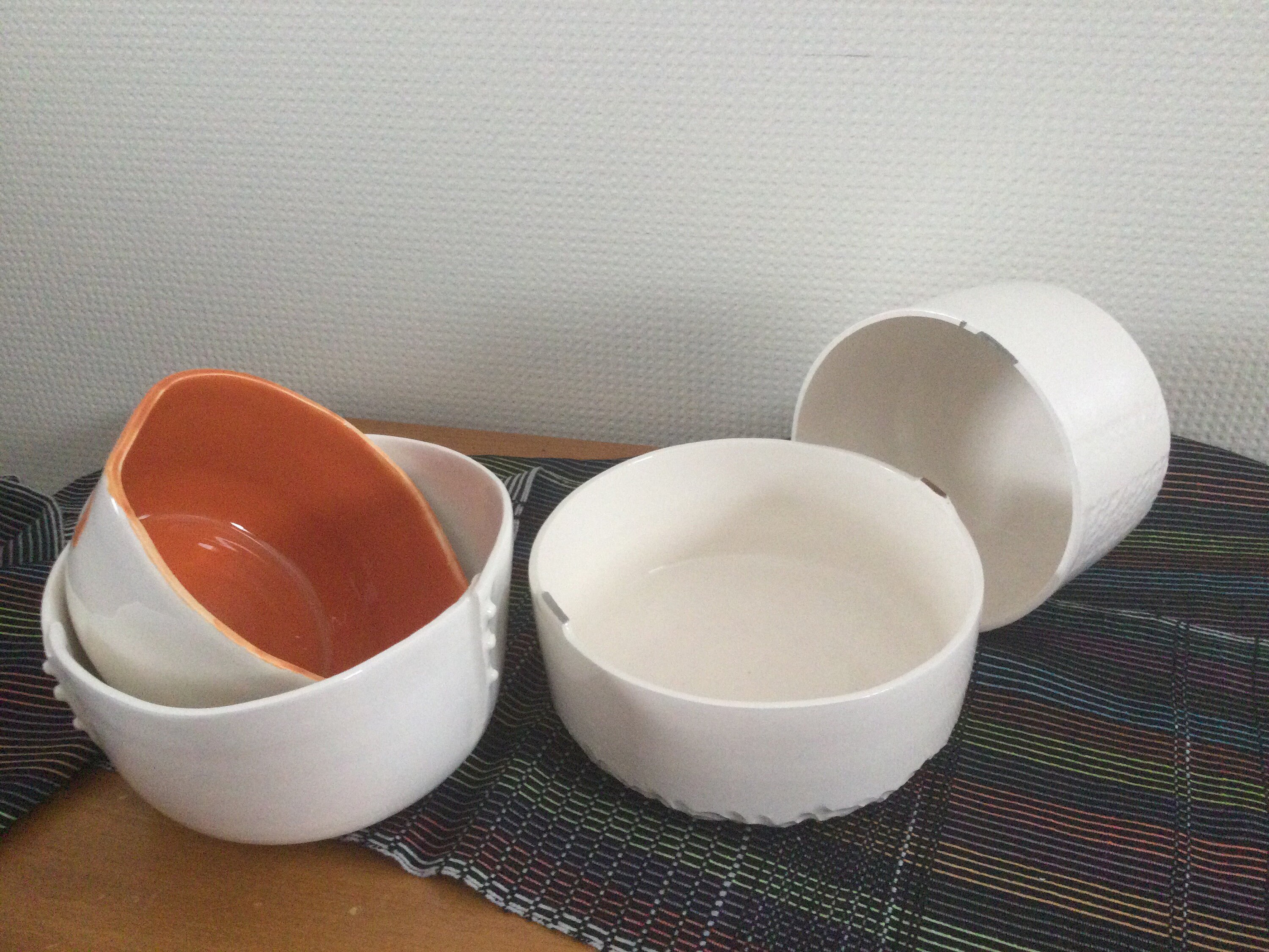 Pot Artisanal Blanc, Blanc/Orange