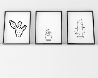 Cactus prints | Wall Art | Set of 3 prints | Funny Print | Bedroom print | Cacti Print | Houseplant Prints | Succulents