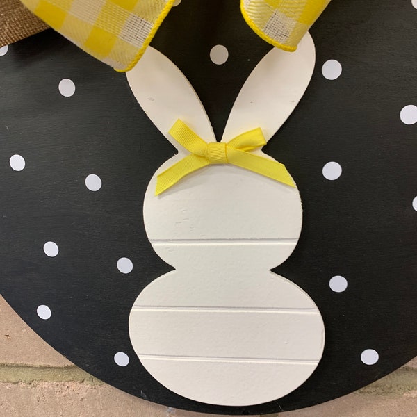 Wooden Door Hanger | Easter door Wreath | Black door sign | Easter Bunny | House Warming Gifts | Easter decoration | Easter Gift | April