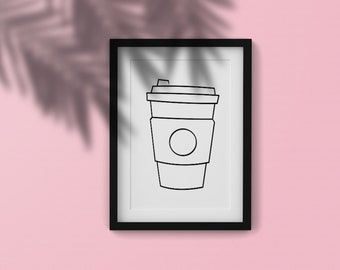 Kitchen print | Wall Art | Coffee art | Funny Print | Starbucks | Take away coffee | Student | First coffee print