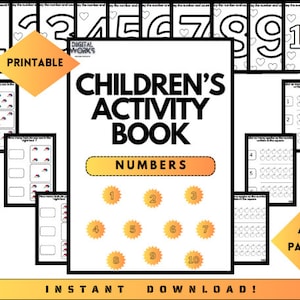 Número preescolar Hojas de trabajo de aprendizaje para niños pequeños Descarga instantánea, actividades de educación en el hogar, páginas para colorear - Alta calidad-Tamaño A4