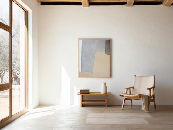 Beige and Blue Abstract Art Print (Digital Download)