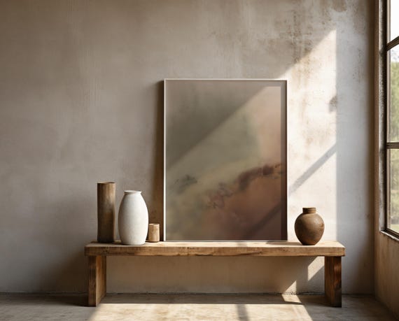 Soft Neutral Abstract with Warm Earth Tones – Framed Poster