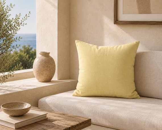 Butter Yellow Throw Pillow | Soft Solid Color – Decorative Accent Decor