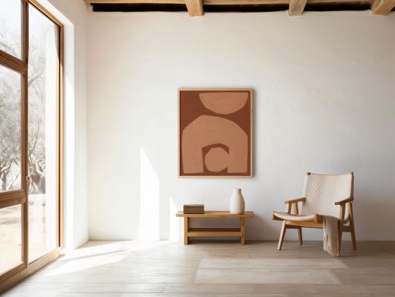 Terracotta Abstract Digital Print | Mid Century Modern Geometric Wall Art | Minimalist Boho Poster