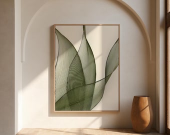 Olive Green Organic Shapes Wall Art | Cream Abstract Modern – Framed Canvas Print