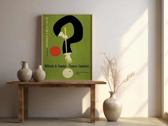 Vintage Billiards Art Print: Mid-Century Game Room Decor | Retro Sports Wall Poster Digital Download