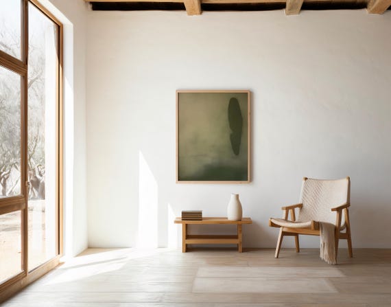 Muted Olive Abstract Wall Art | Minimal Organic Modern | Digital Download