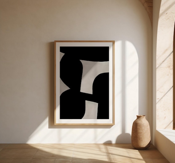 Black & Grey Minimal Abstract Wall Art | Fine Art Poster