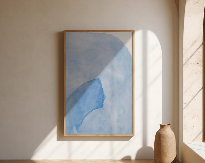Featured listing image: Physical Print | Abstract Blue Watercolor Print | Ocean Wall Art | Minimalist Painting | Coastal Decor
