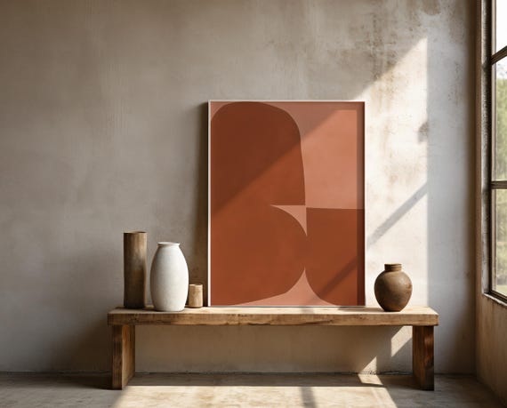Earthy Terracotta Modern Art Print | Framed Poster