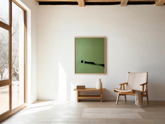 Fine Art Poster — Minimal Green Abstract Landscape — Modern Textured Wall Art  (Unframed)