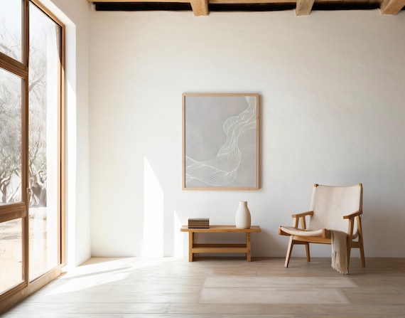 Soft Neutral Organic Line Abstract Wall Art – Digital Download