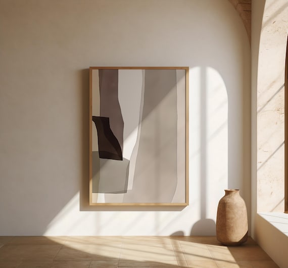 Beige Abstract Art Print | Minimalist Organic Modern Wall Decor