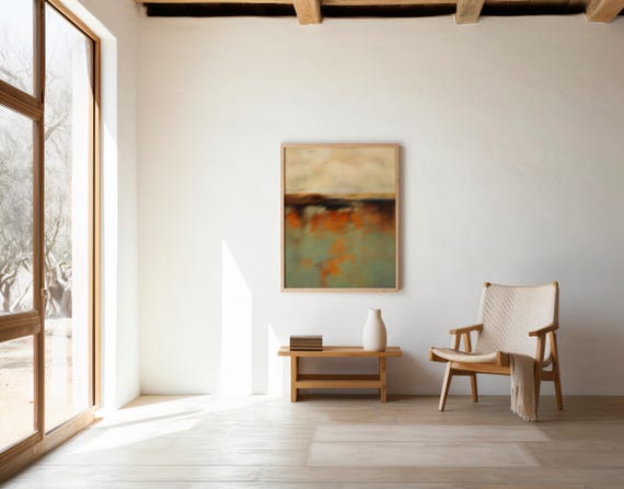 Digital Download: Warm Horizon Wall Art – Earth Tone Landscape Print