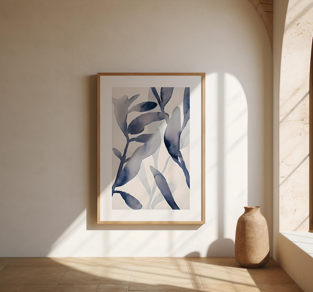 Blue Botanical Watercolor Print: Abstract Leaf Art, Unframed - Etsy ...