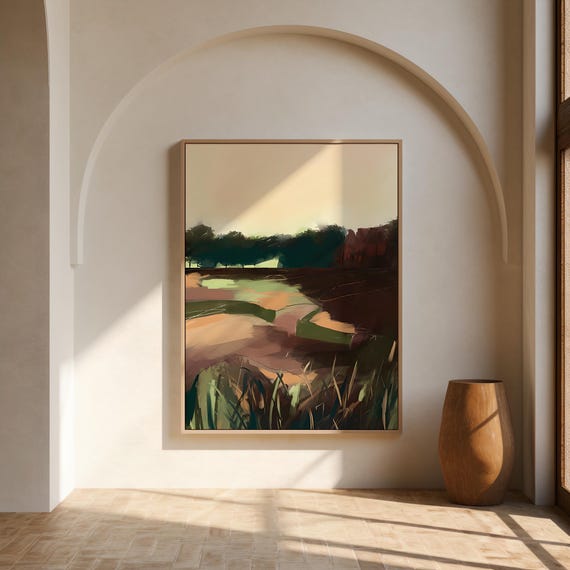 Moody Landscape Print | Earthy Wetland Nature Wall Art – Canvas or Framed Canvas