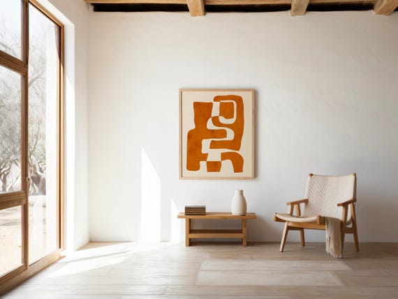 Abstract Terracotta Shape Print | Mid Century Modern Digital Download | Minimalist Boho Wall Art