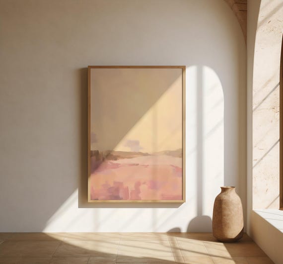 Blush Desert Landscape Wall Art | Minimal Pink Modern | Fine Art Poster
