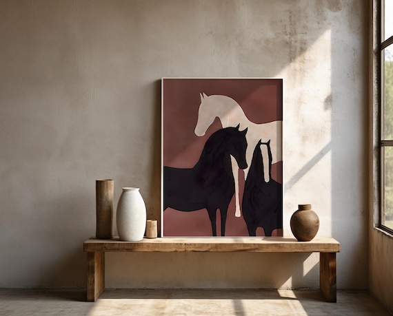 Minimalist Horse Art · Modern Equine Wall Art · Framed Poster